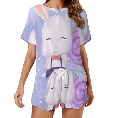 Pyjama court femme Lapin Bonbon ensemble parfait pour vos soirées d'été