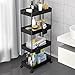 SPACEKEEPER Carro de Almacenamiento Carro de Utilidad Rodante de 4 Niveles Estantería Deslizable Estante de Organización para Lavandería Baño Cocina Negro