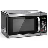 Smad Microwave Countertop Ovens 1000 Watt, Black Small Microwave 1.1 Cu Ft, Large Microwave Digital 6 Auto Cooking, Eco Mode, Child Lock, 10 Power Level, Led Display, Easy Clean, Memory Function