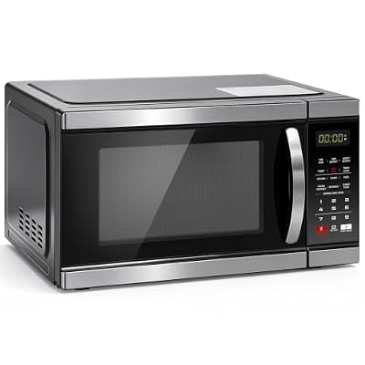 Smad Microwave Countertop Ovens 1000 Watt, Black Small Microwave 1.1 Cu Ft, Large Microwave Digital 6 Auto Cooking, Eco Mode, Child Lock, 10 Power Level, Led Display, Easy Clean, Memory Function
