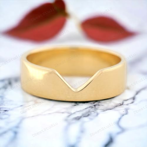 18K Gold V Shape Matching Band Wedding Band V shape Gold Band For women Band Ring Bridesmaid Band For Women2