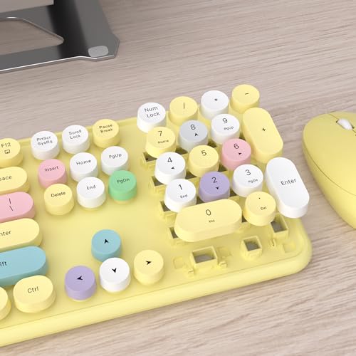 Image of UBOTIE Colorful Wireless Keyboard and Mouse Combo (Yellow-Polychrome)