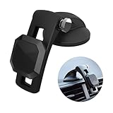 Bittwee Car Phone Holder, Magnetic Auto Phone Mount for Dashboard Windshield Screen with Flexible Base, Foldable Super Stable Compatible with 15 14 13 12 Pro Max & All Phones（Black/Suction Cup）