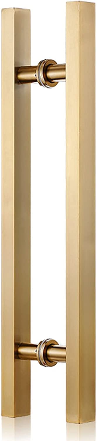 GYRAZXS Glass Door Handle,Rose Gold Push Sliding Barn Door Pull Bar Metal Pole Pantry Gate Replacement Hardware (Black 60cm/2ft) (Gold 100cm/3.3ft)