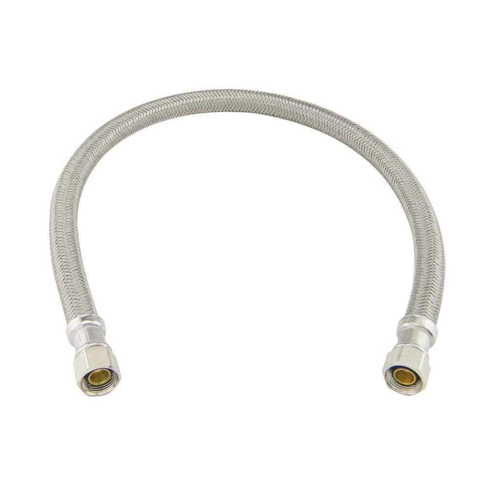 EZ-Fluid 24 inch Stainless Steel Braided Faucet Connector,Dishwasher Extension Water Supply Hose Connector Lines 3/8" Female Comp x 3/8" Female Comp x 24" (1)