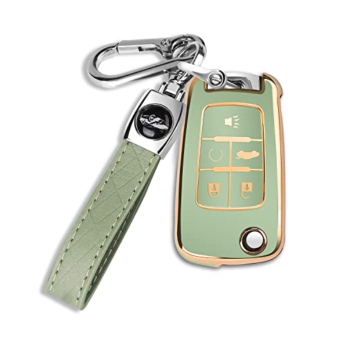 Image of QBUC for Chevy Key Fob Cover Case with Keychain for Chevrolet Buick Camaro Cruze Equinox Malibu Impala Spark Sonic GMC