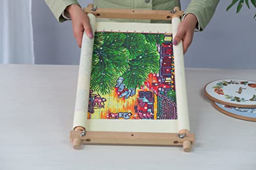 Beech Wood Tapestry Scroll Embroidery Frames, Needlepoint Cross Stitch Holder, Quilting Frames, Needlepoint Holder, Stitching Frame For Sewing, Cross Stitch, Embroidery Projects #TOP1