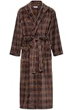 Alexander Del Rossa Mens Robe with Hood, Plush Fleece Hooded Mens Bathrobe, Big and Tall Bath Robes for Men, Espresso Plaid, Large