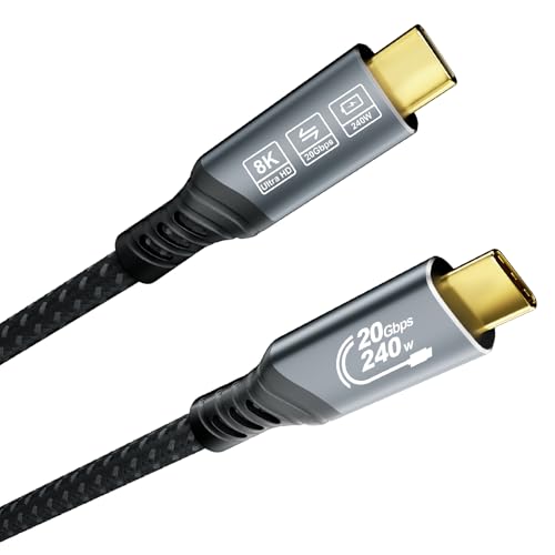 EUDOBEL Cable USB C 3 metros (USB 3.2 Gen2×2, Cable de datos 20Gbps, PD3.1 240W/ 100W, vídeo 8K@30Hz, 4K@144Hz/60Hz) Cable tipo C a tipo C para Monitor, Thunderbolt 4, MacBook, iPhone 17, Switch, VR