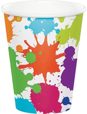 Art Party Theme Supplies Pack Deluxe Bundle (Serves-16) Dinner Plates, Luncheon Napkins, Cups, and Tablecloth Paint Splatter Party Supply Tableware Set Kit Includes Birthday Candles