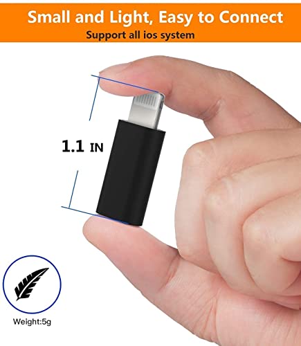 Image of Trendy 30W USB-C Female to Cable Adapter, Type-C to 8 Pin Male PD Fast Charging Converter Cord Data Sync Connector for 13 12 11 Airpods iOS Device, Carplay, Dark Black