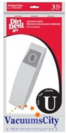 Dirt Devil Upright Vacuum Cleaner Type U Bags 3 Pk Genuine Part # 3920047001 by Dirt Devil