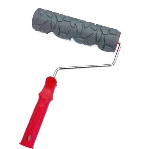 Rodillo de pintura, rodillo de pintura con patrones, rodillo de pintura con textura de ladrillo de imitación de goma de 10 pulgadas, herramienta de pintura con efecto de grano con mango, herramienta d