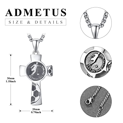 Admetus Soccer Necklace For Boys 925 Sterling Silver Cross Pendant For Men Sport Jewelry Athlete Gifts #TOP1
