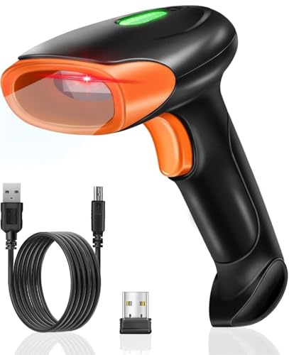 Image of ONLYU Bluetooth Barcode Scanner, Wireless 2D QR 1D Bar Code Scanners with LED Lights Display & AI Voice, Plug & Play Handheld Barcode Reader for iPhone, Android, iPad, Tablet, PC (OU-20)