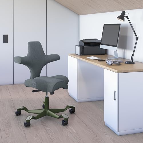 Image of HAG Capisco Standard Chair-Moss Green Frame-Upholstered Dark Gray