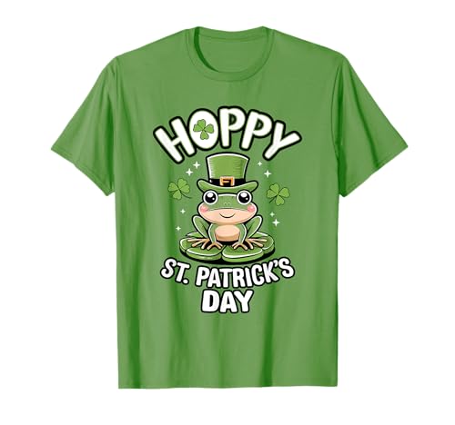 Cute Kawaii Frog Hoppy St Patricks Day Kids Parents Teachers Maglietta