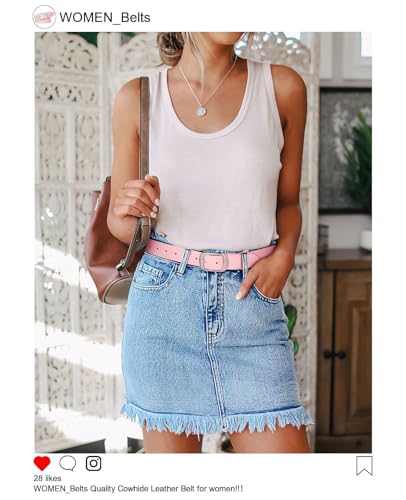 Image of WHIPPY Women Leather Belts for Jeans Pants Fashion Dress Belt for Women with Solid Pin Buckle