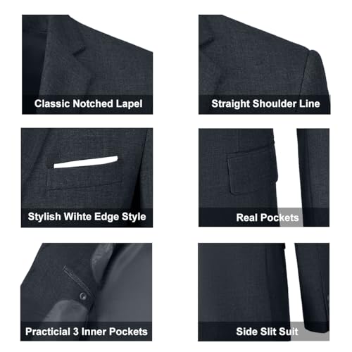 Image of Mens Suit Solid Two Button Slim Fit Suit Set for Wedding Formal Business Suit Men 3 Piece Suit Blazer Vest Pants Set