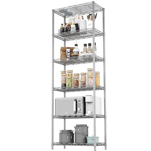 HOMEFORT 6-Tier Wire Shelving, 6 Shelves Unit Metal Storage Rack,