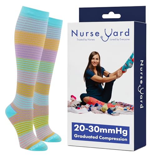 Image of Nurse Yard Compression Socks for Nurses - Women & Men - 20-30mmHg Graduated Compression, For Medical Staff, Athletes - 1 Pair