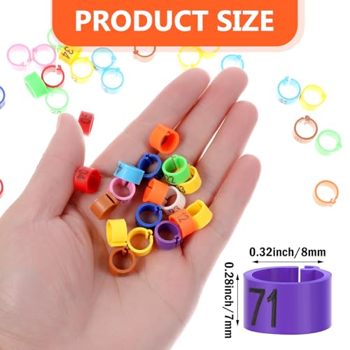 YUXIANLB 100 peças de anéis de perna de pássaro de 8 mm, faixas de perna de identificação de pássaro