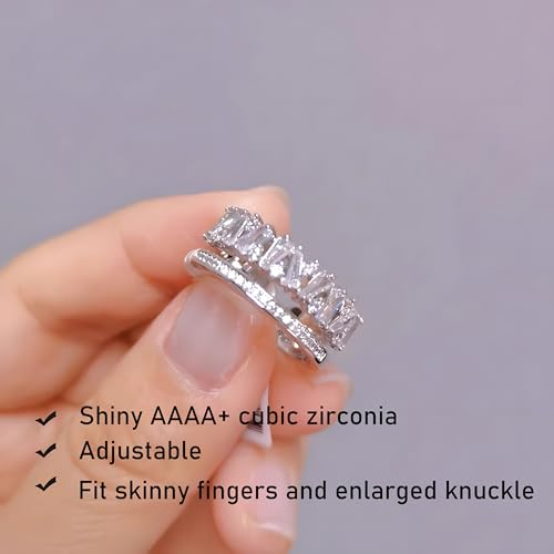 Adjustable 18k Gold Plated CZ Leaf Open Ring Dainty Double Cubic Zirconia Olive Branch Leaves Band Stacking Finger Rings Minimalist Cute Statement Ring Jewelry for Women Teen Girls4