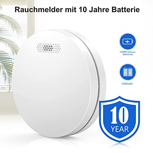 XINDUM Rauchmelder Vernetzt 6er Set Funkrauchmelder mit 10 Jahre Batterie Flach weiß Feueralarm...