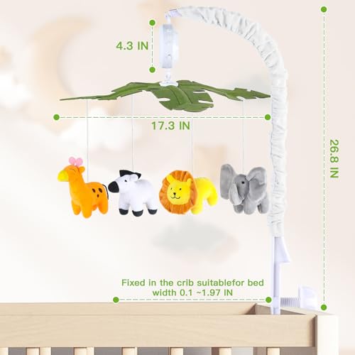 Baby Crib Mobile with Music and Lights, Mobile for Crib with Remote Control, Rotation, Starlight Projection, Crib Toys for Babies Boys Girls(Green) - Image 4
