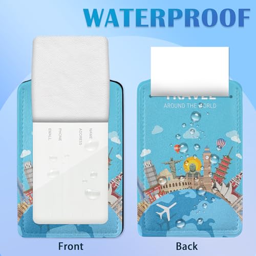 Travel Around The World 2 Pack Luggage Tag for Suitcase, Cute Unique Leather Bag Tags Identifiers Privacy Cover ID Label with Durable Steel Loop for Women Men Kids Girls Travel4