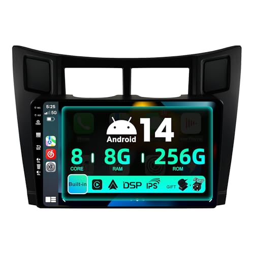 SXAUTO ¦8G+256G¦ Android 14 Autoradio für Toyota Yaris XP90 (2005-2012