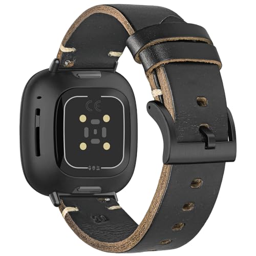 Bracelet de montre en cuir connecté Fitbit Sense Versa 4 homme marron