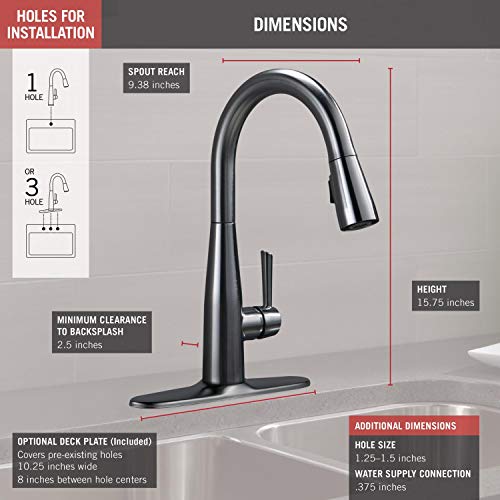 Delta Faucet Essa Pull Down Kitchen Faucet with Pull Down Sprayer, Kitchen Sink Faucet, Faucets for Kitchen Sinks, Single-Handle, Magnetic Docking Spray Head, Arctic Stainless 9113-AR-DST