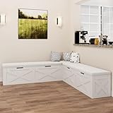 Jiaoun Breakfast Nook Bench,L-Shaped Corner Stool with Cushion,Dining Bench with Storage Suitable for Dining Room, Cafes, Living Room,Handle-Less White
