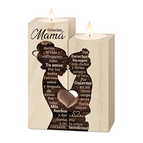Presente mãe, presente dia da mãe, presente para mãe - suporte de velas de madeira, presentes dia da mãe, presente mãe aniversário, presentes para mãe