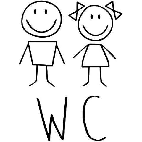 WC Tür-Aufkleber I schwarz I 18 x 24 cm I Motiv Mädchen und Junge I für Badezimmer-Tür, Toiletten-Sticker I Klebe-Schild für Restaurant Laden Geschäft I Folie selbstklebend I hin_225 Cover