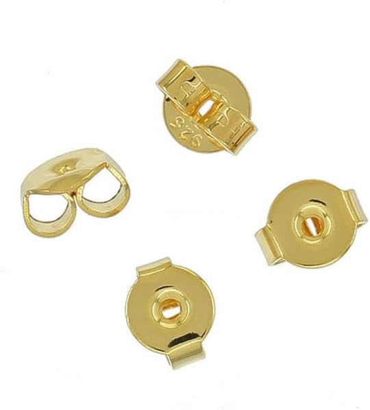 10PC Sterling Silver Replacement Ear Nuts Backs Clutches for Stud Post Earring, Gold Plated