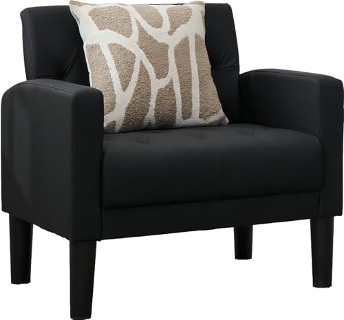 GRAVFORCE Ohrensessel Sessel Wohnzimmer Schlafzimmer Polstersessel bequem und modern, Armchair Büro Loungesessel Clubsessel 136 KG belastbar Kunstleder Schwarz