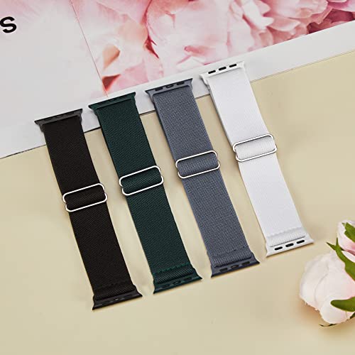 Image of 4 Pack Stretchy Solo Loop Compatible with Apple Watch Bands 38mm 40mm 41mm 42mm 44mm 45mm 46mm 49mm Women Men, Sport Nylon Elastic Straps Wristbands for iWatch Series 11 10 9 8 7 6 5 4 11 Ultra /SE 3 2
