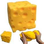 Hyhuiyin 10cm Giant Cheese Squishy Toy, Soft Cheese Squishy Stress Relief Block Jumbo Cheese Squishy Portable Decompression Sensory Toy Anxiety Relief Calming Fidget Toy for Kids Adults Office Home