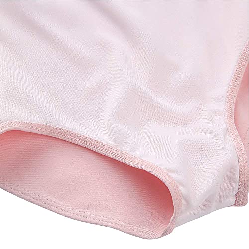 Collant básico para balé de manga comprida para meninas da STELLE, Ballet Pink (Adjustable Tie), 7-8