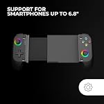 Mars Gaming MGPX, Gamepad Bluetooth 5.0 2en1, RGB Neon, Vibración Dual y Función Turbo, Soporte Smartphone Hasta 6.8″, Mando Multifunción Compatible PC, Android, iOS y Consolas, USB-C y Funda, Negro