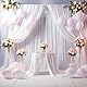3x3 m Weißer Vorhang für Kulissen - Party-Hintergrund Weiß für Hochzeit, Geburtstag, Baby Dusche, Taufe, Brautdusche - Polyester