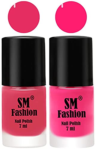 Image of Long Lasting Nail Polish | Nail Paint Combo 7 ml Each) - Set of 2 Dark Rose Pink-Deep Pink
