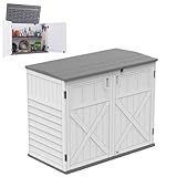 GYMAX Gartenschrank wetterfester, 118 x 63 x 94 cm, Geräteschuppen aus...