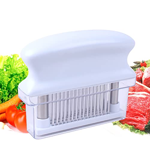 Ablandador profesional de carne, herramienta de marinado de carne de hoja de acero inoxidable 48 para carne de res, pollo, cerdo, pescado, ablandador de carne resistente con cubierta de seguridad