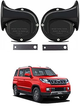 EIAC Universal Windtone Jalwa Horn (2 and 4 wheelers), Black color, Heavy plastic body, Set of 2, 12V voltage For TUV 300 Universal For All Models