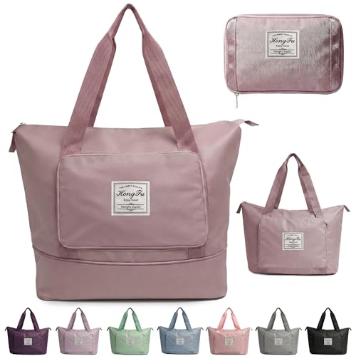 Image of CLAPONE 41 Litre Expandable Nylon Travel Bags for Women /Duffle Bags for Women Luggage /Foldable Vanity Travelling Handbags /Waterproof Hand Bag for Ladies Personal Items (Pink Duffle Bag)