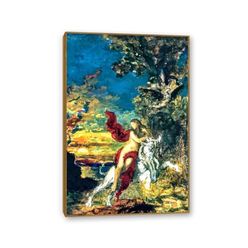 Toile Gustave Moreau Europe pour décorer le salon avec un cadre en bois naturel 45x30
