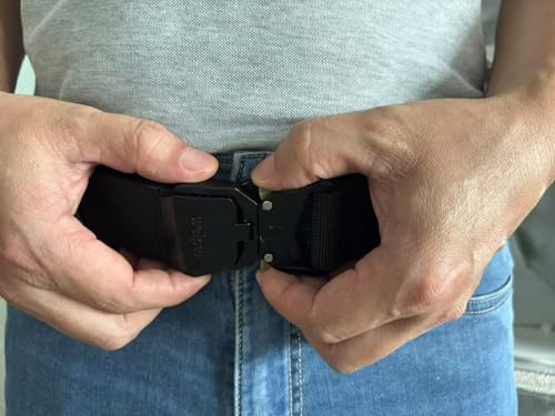 Tactical Belt, 1.5" Nylon Web Work Belt with Quick Release Buckle for Military, Work, Hiking, Medium Size for Waist 36"-42" (Length 49")4